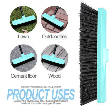 - Yard Brush Telescopic Long Handle with Stiff Bristles Outdoor Broom for Cleaning Scrubbing Driveway Yard Wood Stone Leaves Lawn Garden Broom