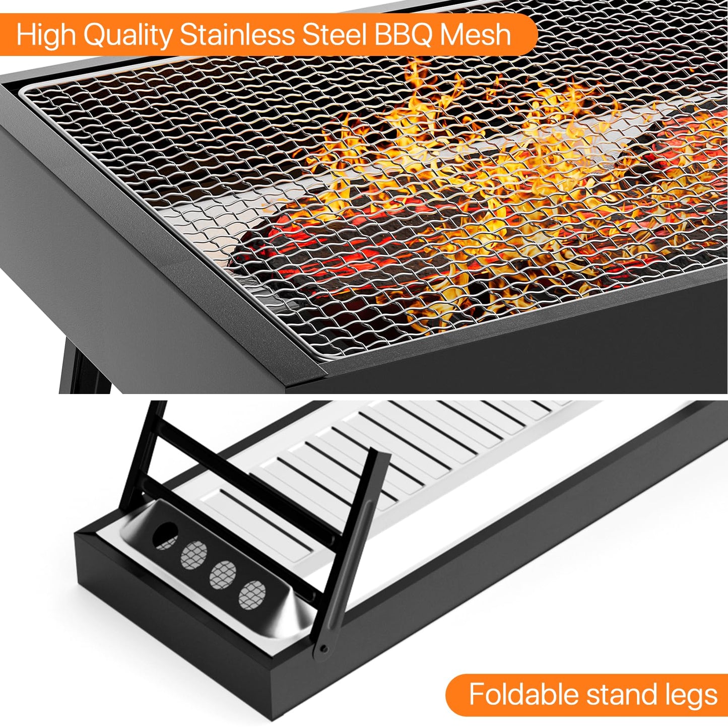 - Portable Charcoal Barbecue Grill |UYOTBKEUB Large Stainless Steel Compact Grill -