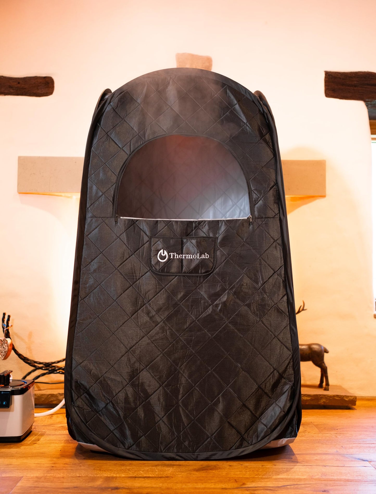 - ThermoLab Portable Sauna | Premium Home Sauna Pod Incl1000w 2.2L Steamer | Chair & RGB LED Light | Indoor Sauna Tent for Recovery & Stress Relief -