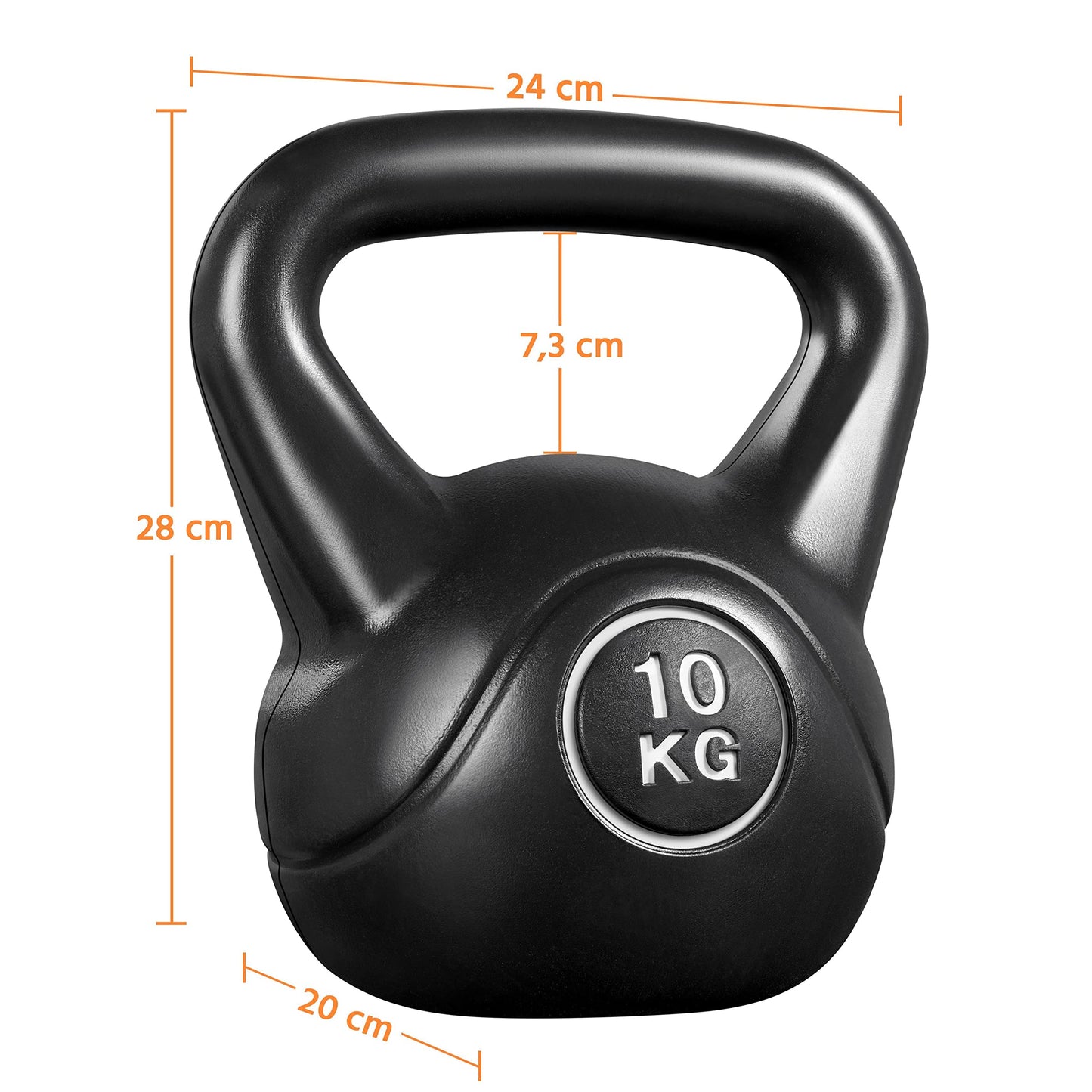- Yaheetech 10KG Coated KettleBell for Strength and Weight Training, Home Gym, Black.