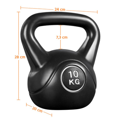 - Yaheetech 10KG Coated KettleBell for Strength and Weight Training, Home Gym, Black.