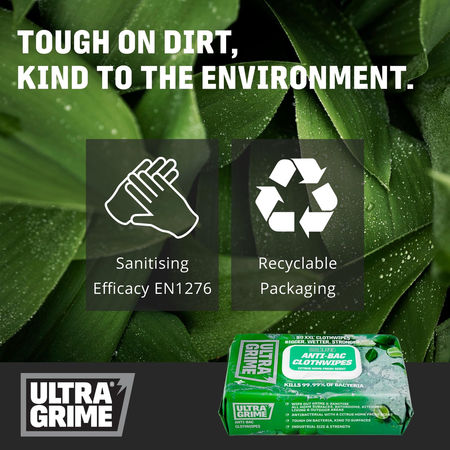 - UltraGrime Antibacterial Wipes 80 Thick Large Wipe Pack -