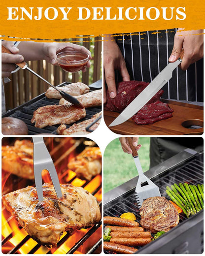 - KALAHOL 11-in-1 BBQ Tools Set | Extra Thick Stainless Steel Grill Tool Set | Storage Bag -