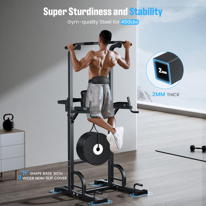 - Sportsroyals Power Tower | Dip Station | Pull Up Bar for Home Gym | 450LBS -