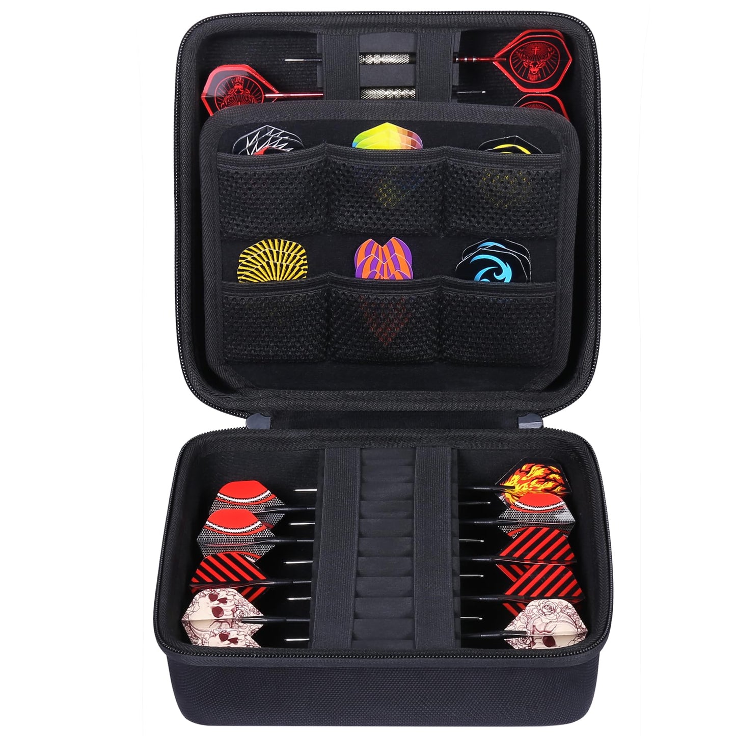 co2CREA Hard EVA Shell Storage Dart Case for 20 Steel Tip or Soft Tip Darts, Carrying Case with Numerous mesh Pockets Holder for Dart Tips,Shafts,Flights and More Dart Accessories,Case Only