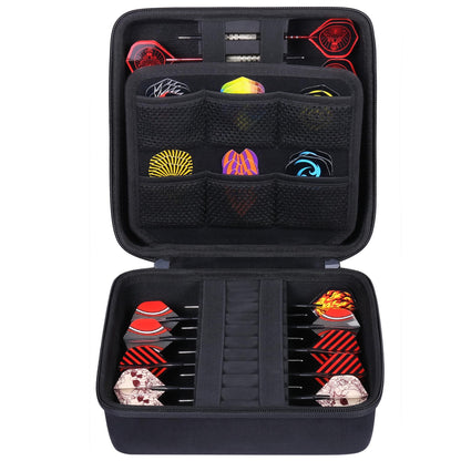 co2CREA Hard EVA Shell Storage Dart Case for 20 Steel Tip or Soft Tip Darts, Carrying Case with Numerous mesh Pockets Holder for Dart Tips,Shafts,Flights and More Dart Accessories,Case Only