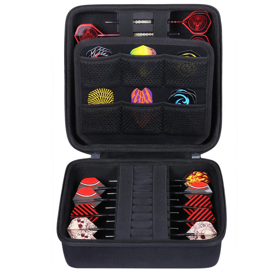 co2CREA Hard EVA Shell Storage Dart Case for 20 Steel Tip or Soft Tip Darts, Carrying Case with Numerous mesh Pockets Holder for Dart Tips,Shafts,Flights and More Dart Accessories,Case Only