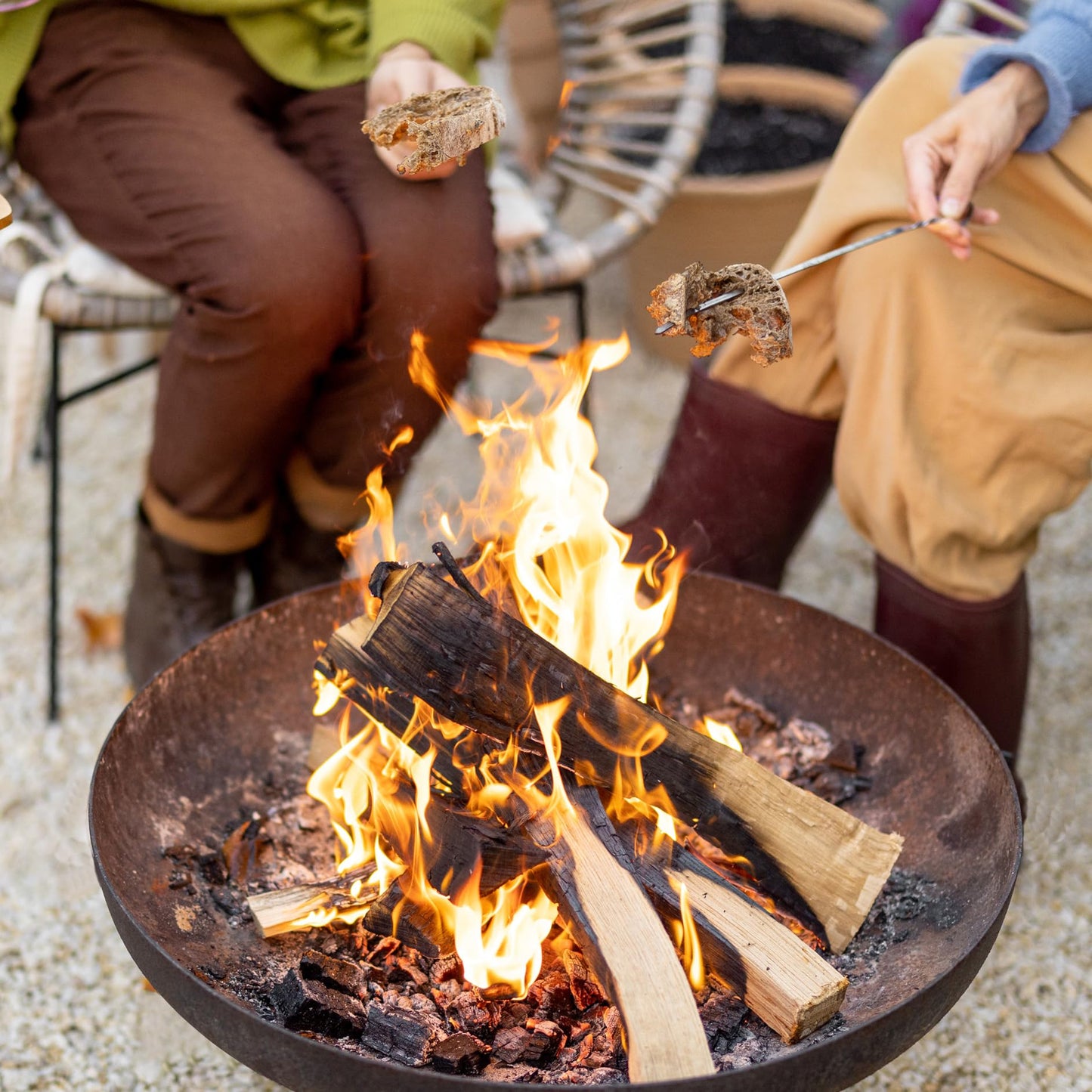 - Geezy Large Cast Iron Garden Fire Pit | Basket Patio Heater | Log Wood Charcoal Burner -