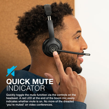 -JLab Go Work 2nd Gen Wireless Headsets with Microphone | 55+H Bluetooth Computer Headset or USB C Dongle | Multipoint Connect |On Ear Wired or Wireless Office PC Laptop Headphones -