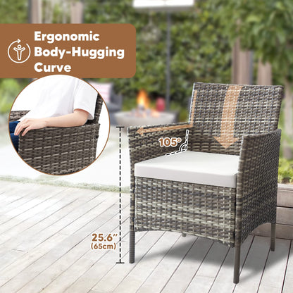 - TMEE Rattan Garden Outdoor Furniture Set Gray | 3 Pieces Patio Conversation Sets -