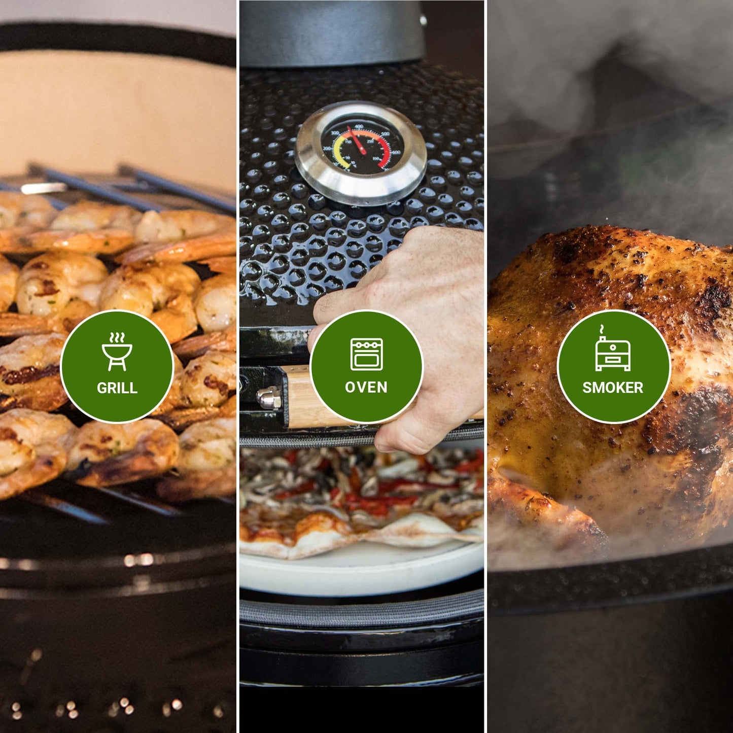 - KAMADO BONO Green Egg BBQ Grill | 21" I Kamado BBQ Charcoal Grill With Dual Zone Grilling System -