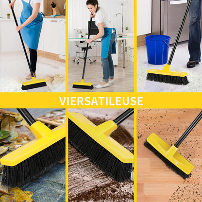 - Yard Brush Heavy Duty Outdoor Concrete Broom Telescopic Long Handle with Stiff Bristles for Cleaning Scrubbing Deck Driveway Yard Patio Wood Stone Tile Garden Warehouse Leaves Lawn