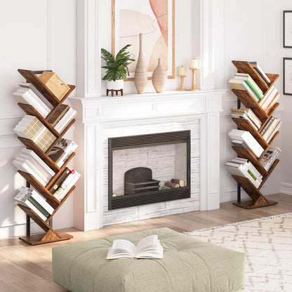- HOOBRO Tree Bookshelf Tall, 9-Tier Floor Standing Book Shelf -