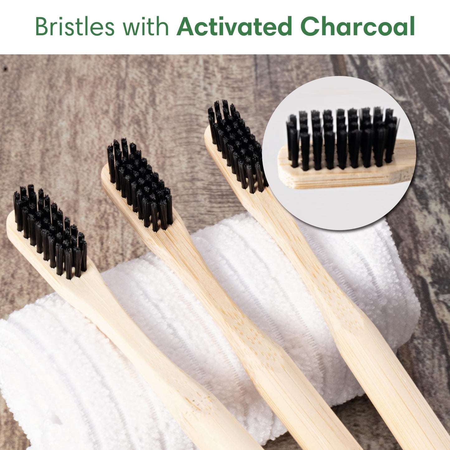 - Eco Freako Bamboo Toothbrushes | Medium Black Bristles for Adults | Natural Bamboo Toothbrush -