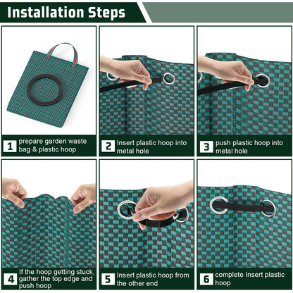 3 Sacks Garden Waste Bags Heavy Duty, Green Garden Waste Sacks Reusable, Industrial Fabric and Handles, Garden Refuse Rubbish Bag, Ideal for Collecting Plant waste grass and Leaves (500L*300L*120L)