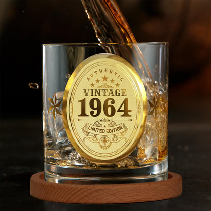 CROWNLY CRYSTAL® 60th Birthday Gifts for Men 1964 Personalised Whiskey Glass Dad Birthday Gifts Grandad Gifts Personalised Glass Whisky Glass 60th Birthday Decorations Husband Birthday Gifts