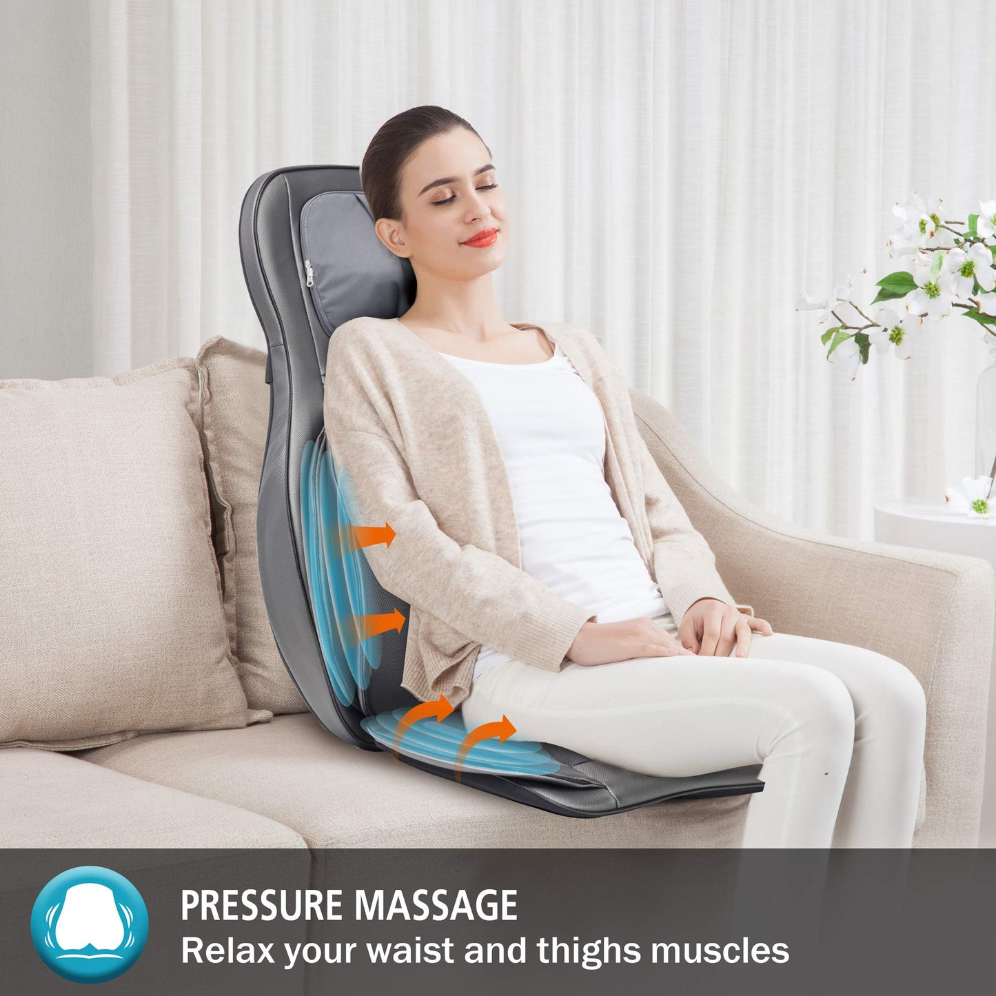 COMFIER Shiatsu Back Massager with Heat -Deep Tissue Kneading Massage Chair, Massage Chair Pad for Full Back, Chair Massager for Home or Office Chair use (dark grey), Gifts for Women,Men