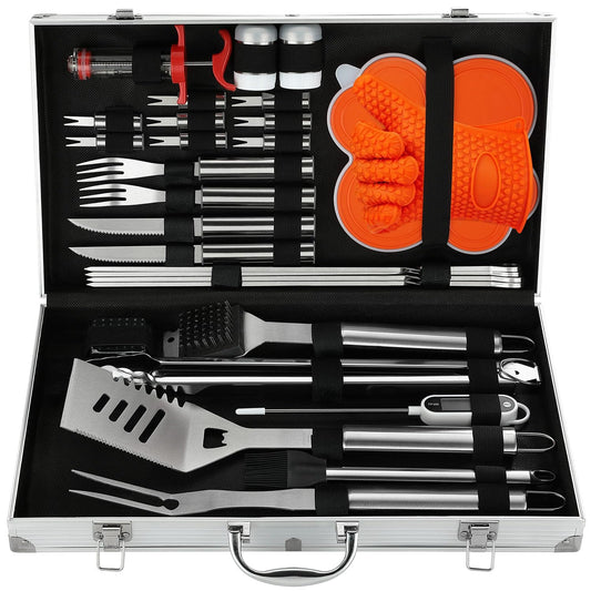 - N NOBLE FAMILY 30PCS BBQ Accessories Set | Professional Stainless Steel BBQ Tools Set -
