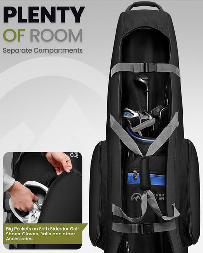 - OutdoorMaster Padded Golf Travel Bag | Reinforced Wheels | 900D Heavy Duty -