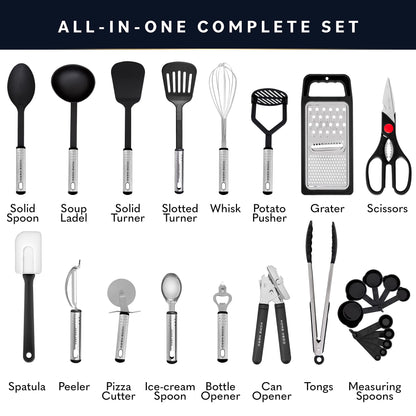 - Kitchen Utensils Set | Non-Stick Heat Resistant Cooking Utensils Set | Spoons Turners Spatula Ladle Set -