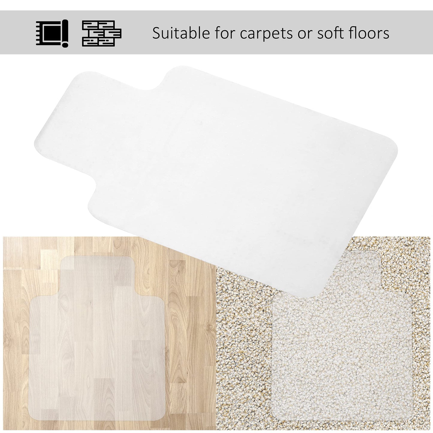 - HOMCOM Office Carpet Protector Chair Mat Clear Spike Non Slip Studs Frosted Lipped -