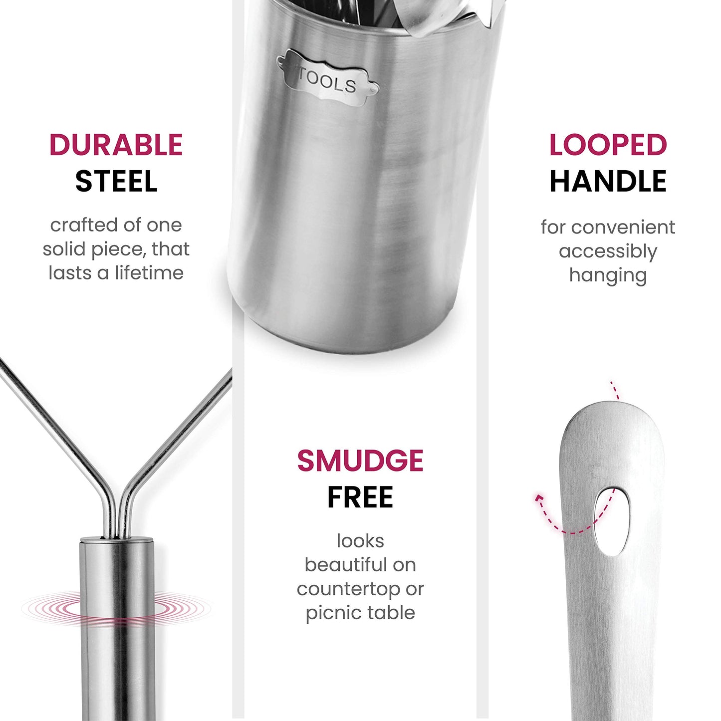 - FineDine Kitchen Utensils Set | 10-Piece | Stainless-Steel Cooking Utensils w/Spoons -