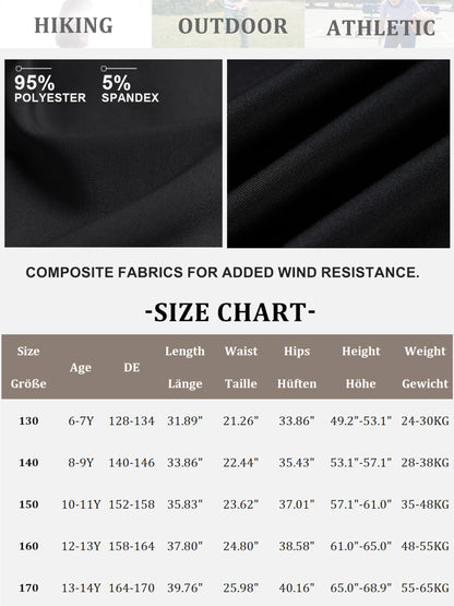 CAMLAKEE Kids Softhell Hiking Trousers Boys Waterproof Outdoor Cargo Pants Walking Jogging Bottoms with Elastic Waist Black UK:13-14 Years (manufacturers's size: 170)