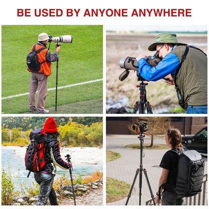 CAMOLO 75" Camera Tripod DSLR Tripod for Travel Aluminum Camera Tripod Monopod 360° Panorama Ball Head with Quick Release Plate Professional Tripod with Carry Bag Phone Mount w Cold Shoe 33 lbs Load