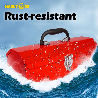 - MANUFORE 16" Metal Tool Box | Lightweight and Sturdy Storage Box -