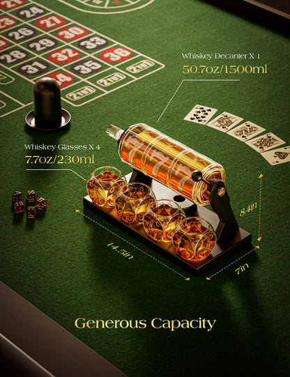 - Kollea Slot Whiskey Decanter Sets | 50.7 Oz Whiskey Decanter Set | 4 Glasses | Casino Style Decanter -