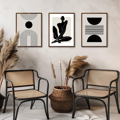 Dazzlewall Boho Abstract Wall Decor Poster Black and White Geometric Wall Poster for Bedroom Living Room Decor 12x16 in Unframed Set of 3