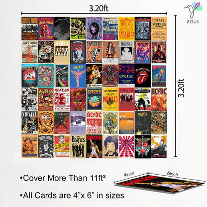 - EDUS 54PCS Vintage Rock Wall Collage Kit | Nirvana/Band Posters | Retro Music Concert Album -