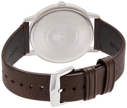 - Emporio Armani Watch for Men | Three Hand Movement | 41 mm Silver Stainless Steel Case with a Leather Strap | AR11173 -