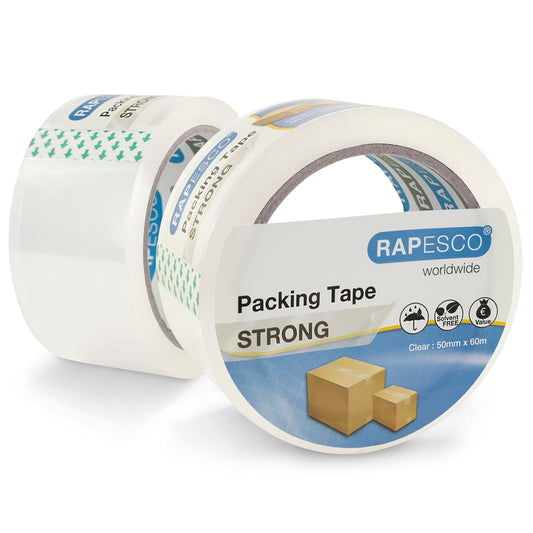 - Rapesco 1697 Strong Packing Tape | 50mm x 60m | Clear | Pack of 2 -