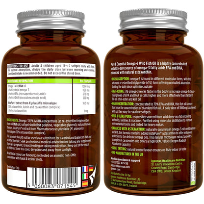 - Omega-3 Wild Fish Oil & Astaxanthin | The Most Advanced High Absorption rTG Omega-3 | Lemon Flavour | 180 Small Softgels -