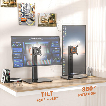- Single LCD Computer Monitor Free-Standing Desk Stand Riser | 13 inch to 32 inch Screen -