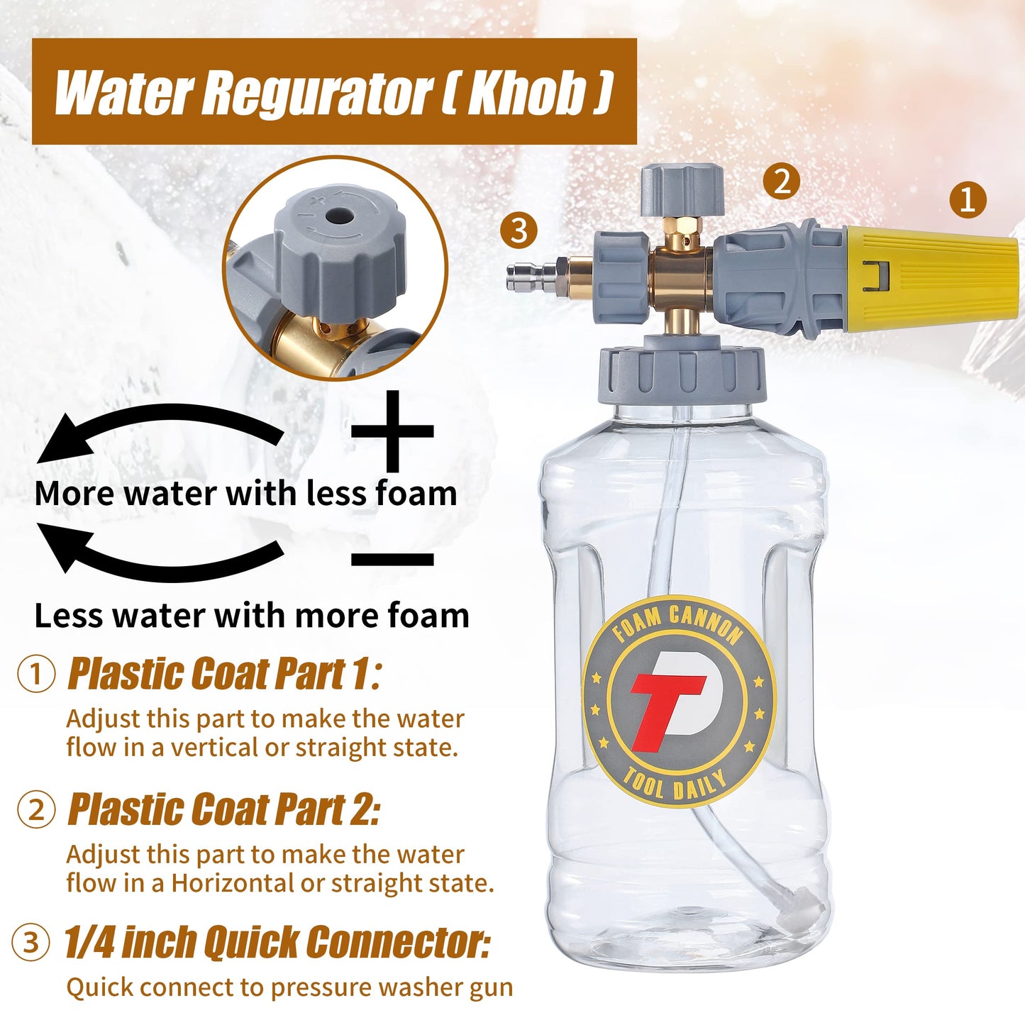 - Tool Daily Foam Cannon | Adjustable Foam Blaster | Snow Foam Lance -
