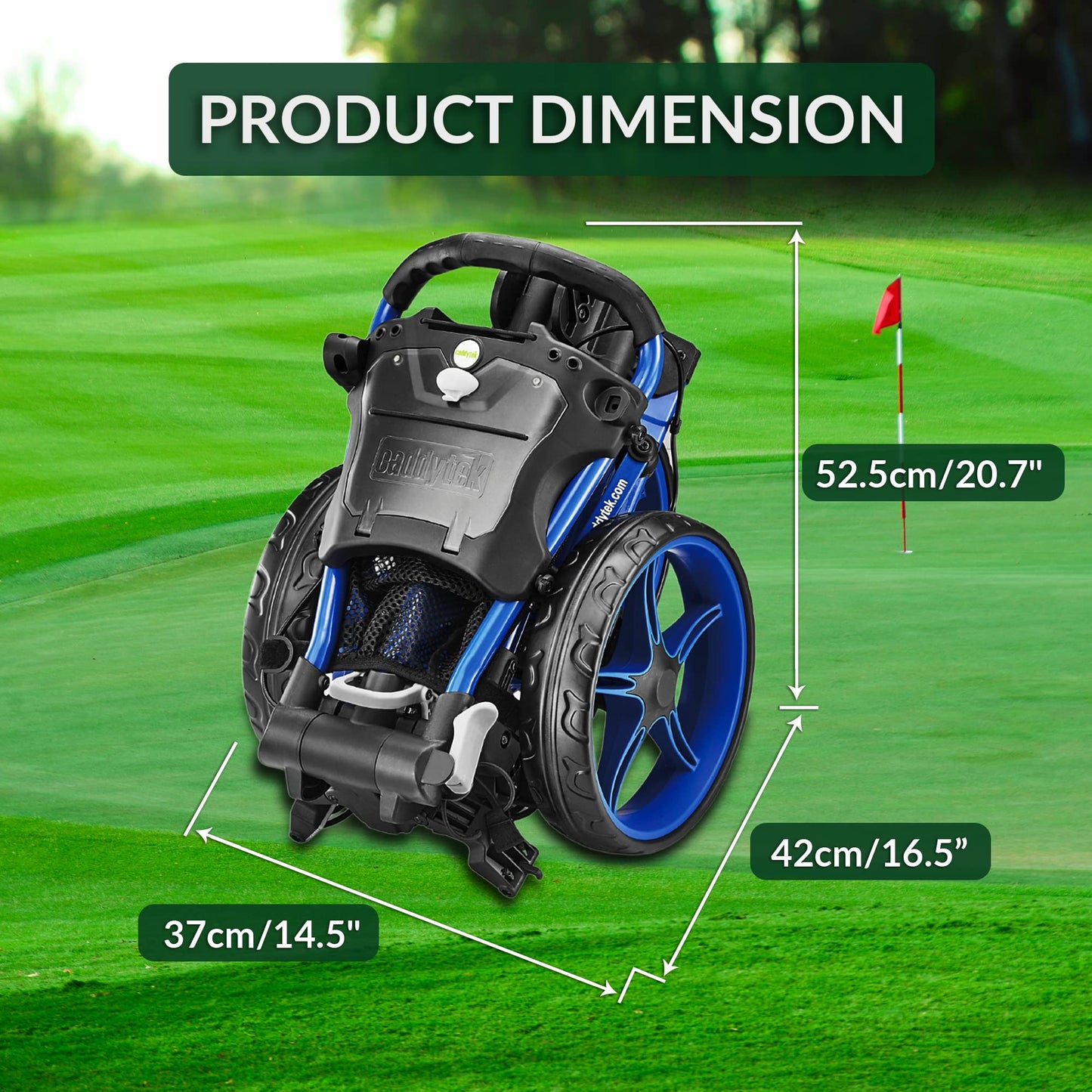 CaddyTek CaddyLite Compact Semi-Auto Folding and Unfolding Golf Push Cart, Blue, One Size