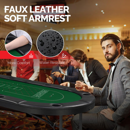 - PEXMOR Foldable 8 Player Poker Table | Folding Blackjack Casino Card Game Table  -