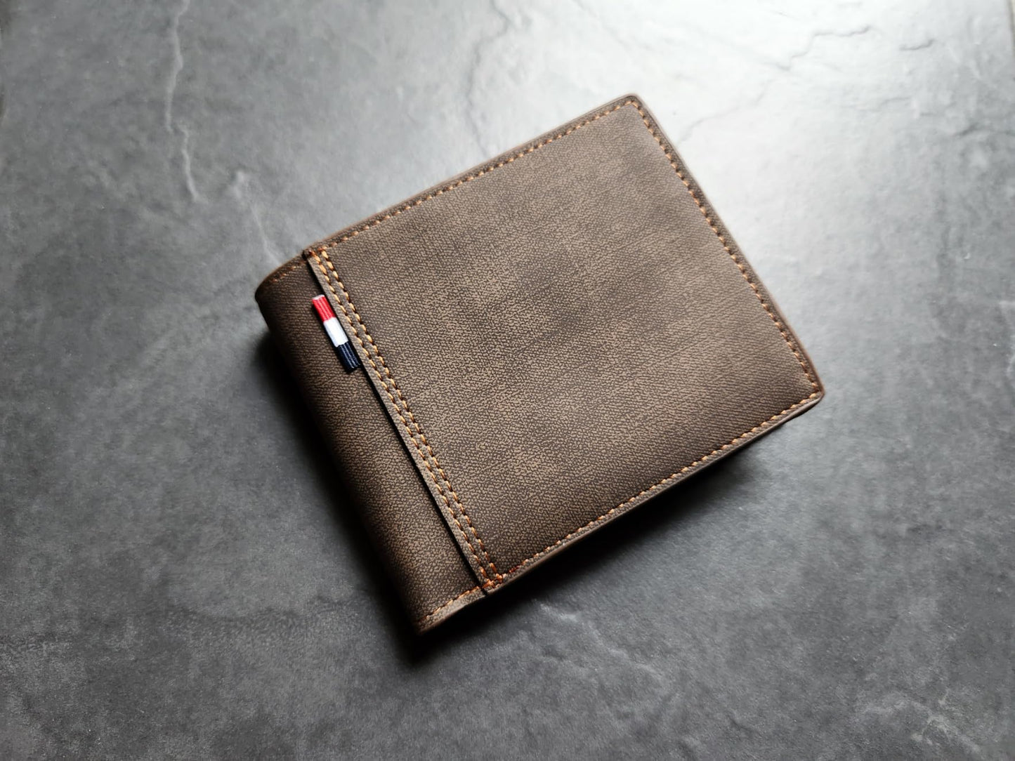 - Men's Custom Photo Engraved Brown Wallet -