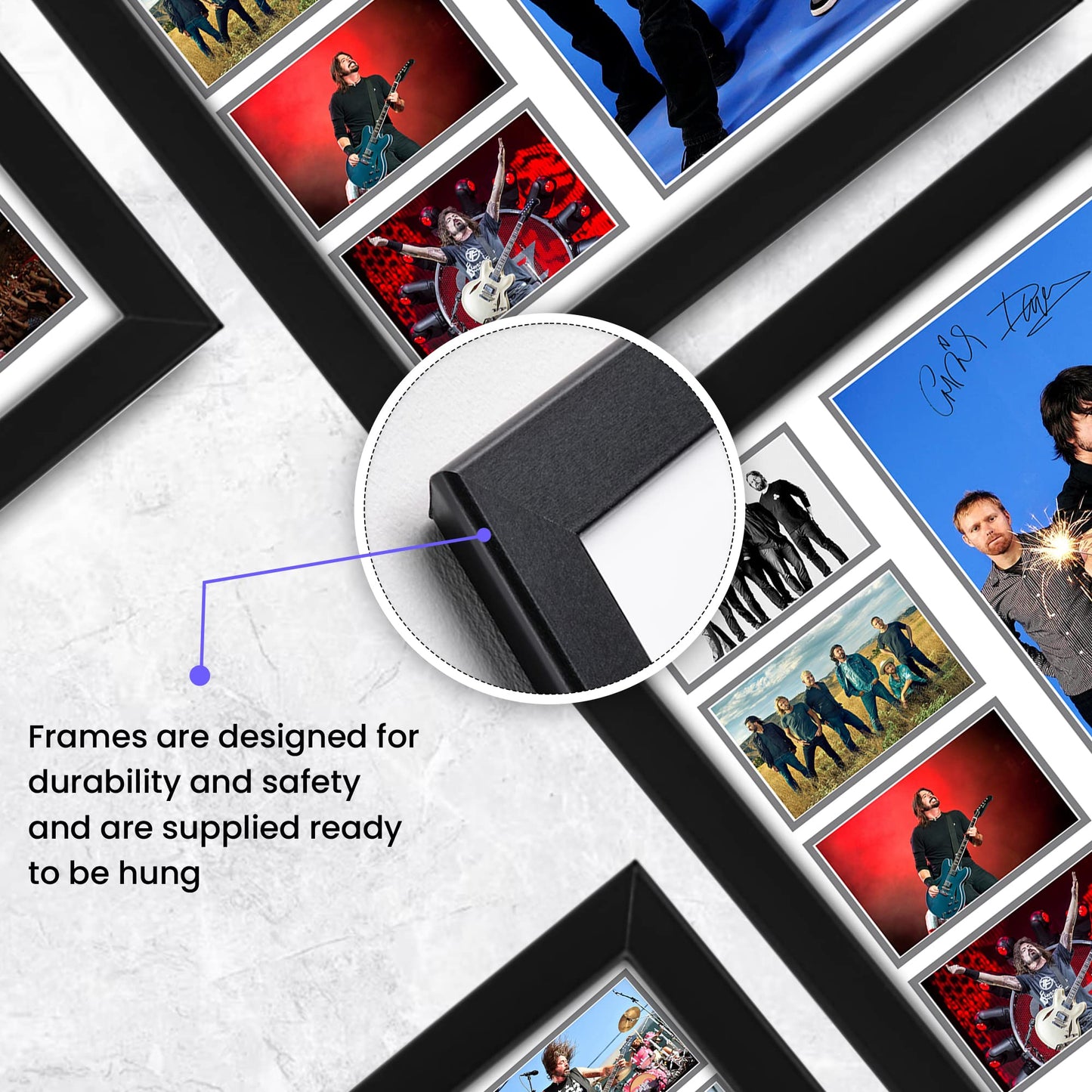 - Foo Fighters Autographed Collage Poster Print | Limited Edition Signed Memorabilia | Framed A3  -