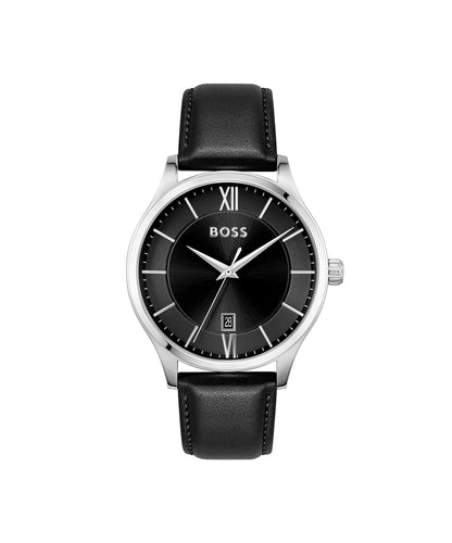 BOSS Analogue Quartz Watch for Men with Black Leather Strap - 1513954