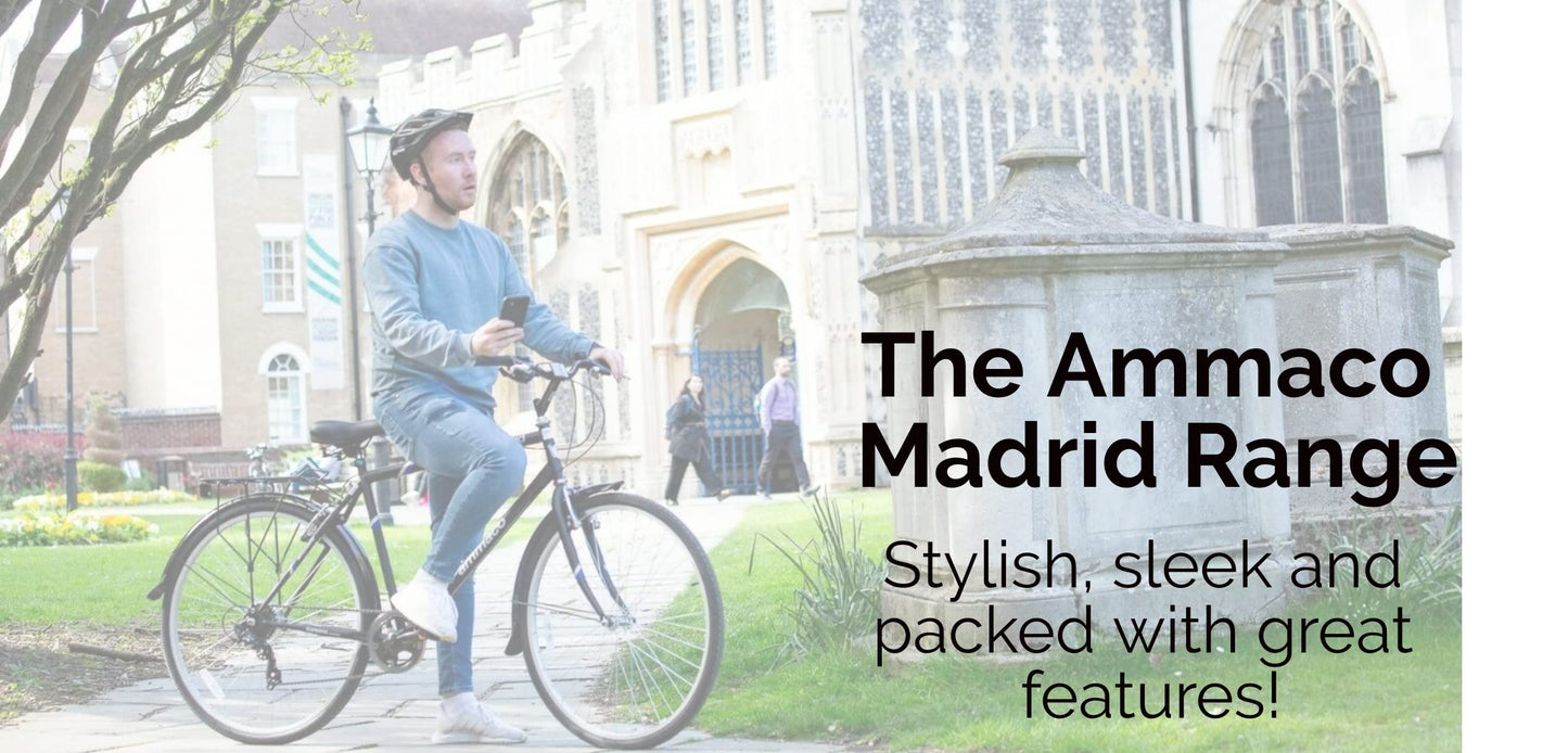 Ammaco Mens Hybrid Bike Madrid 700c Wheel Trekking Bike 23" Frame Black 7 Speed