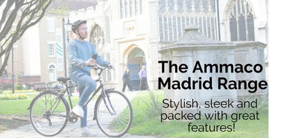 Ammaco Mens Hybrid Bike Madrid 700c Wheel Trekking Bike 23" Frame Black 7 Speed