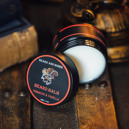 50ml Beard Balm For Men - Beard and Bones | Shea Butter, Jojoba Oil, Almond Oil | | Choice of 6 Scents (Tobacco & Vanilla)