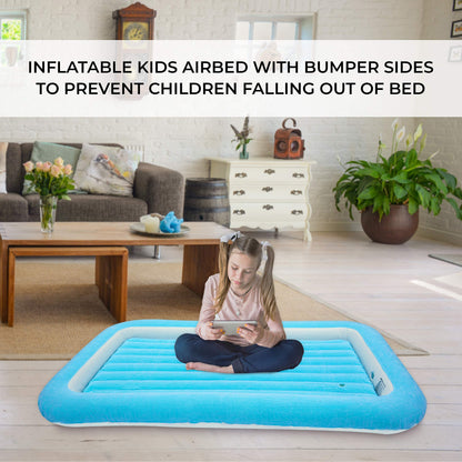 Avenli 85410 Kids Airbed/Single Size Flocked Air Mattress/Blue Coloured / 152cm x 89cm x 17.5cm