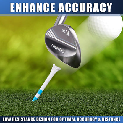 CHAMPKEY Original Plastic Golf Tees 100 Pack | 85 Driver Tees with 15 Iron/Hybrid Tees Mixed Pack | Low Friction and Resistance Golf Plastic Tees (3-1/4")
