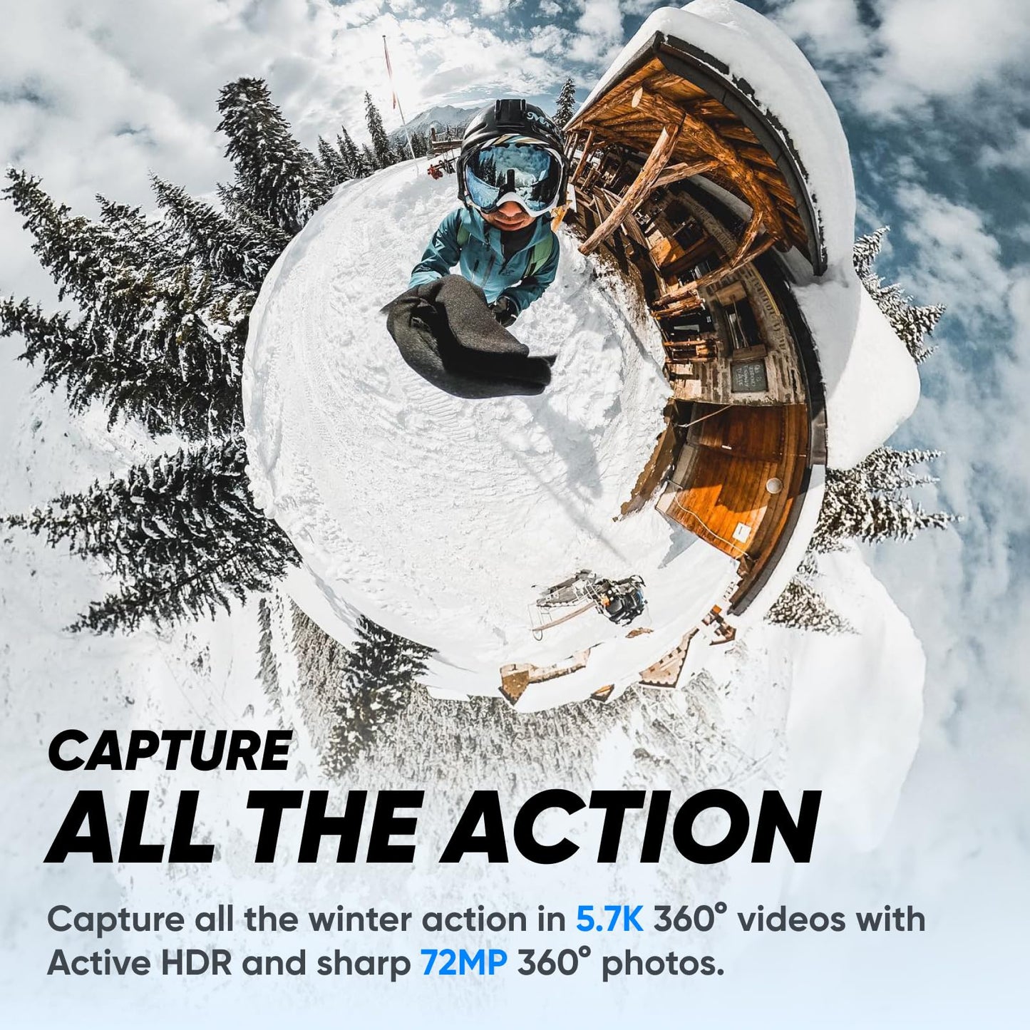 - Insta360 X3 Snow Bundle | Waterproof 360 Action Camera with 1/2" 48MP Sensors -