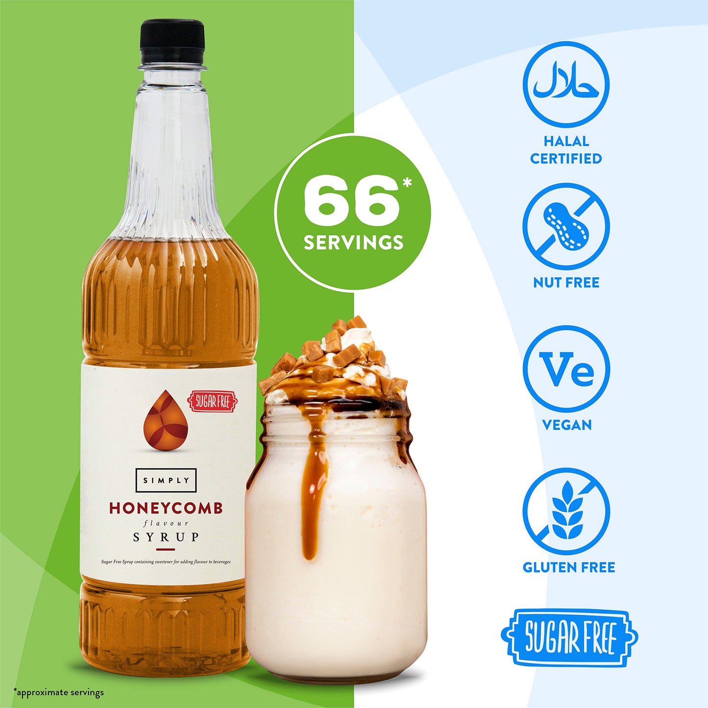 - Simply Sugar Free Honeycomb Syrup | Low Calorie | Vegan & Nut Free -