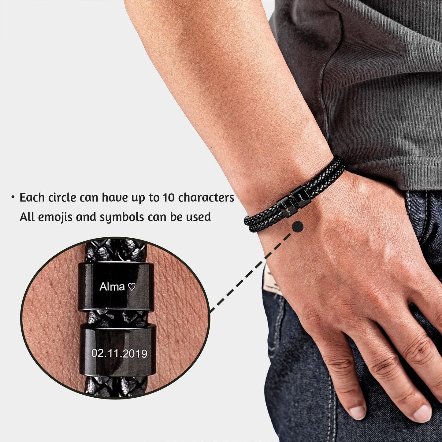 - Murtoo Personalised Bracelet for Men | Leather Bracelet With Name | Gift for Men -